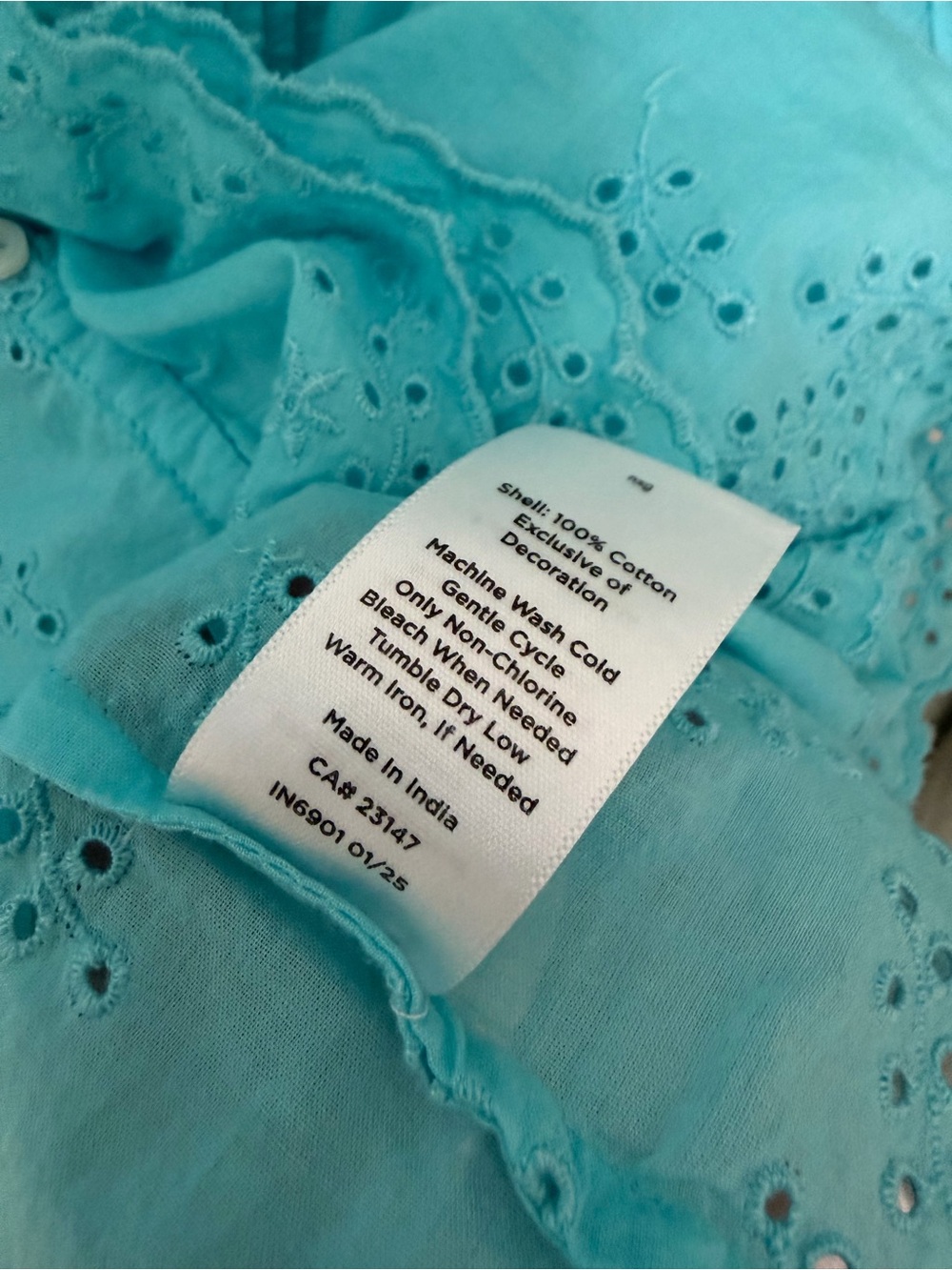 Talbots Turquoise Eyelet Ruffle Top Size M - Picture 6 of 6
